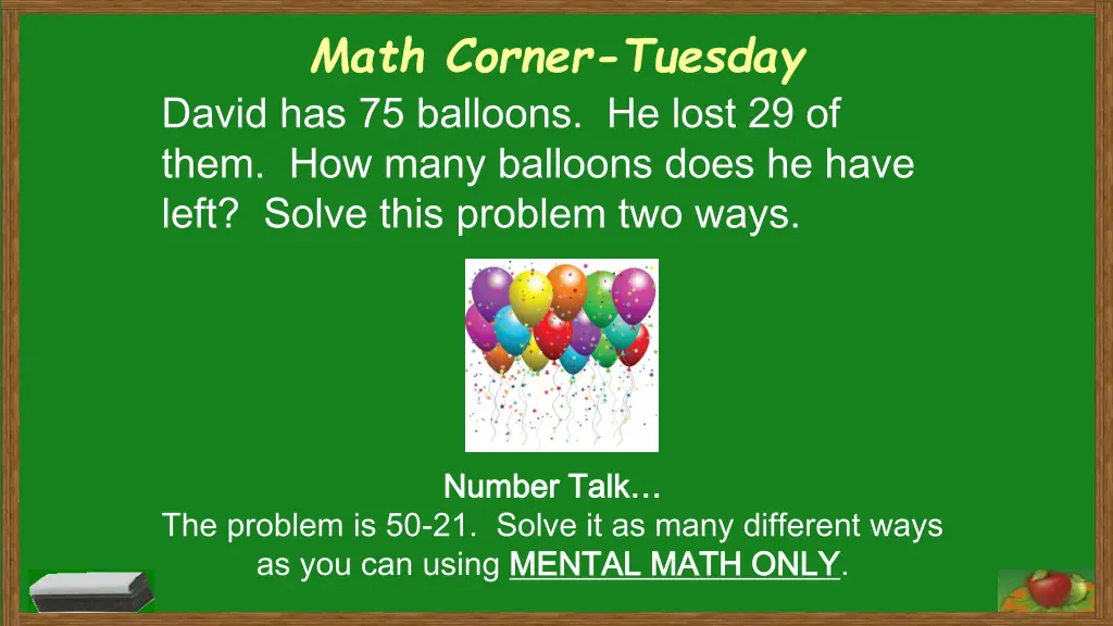 math corner tuesday david has 75 balloons he lost