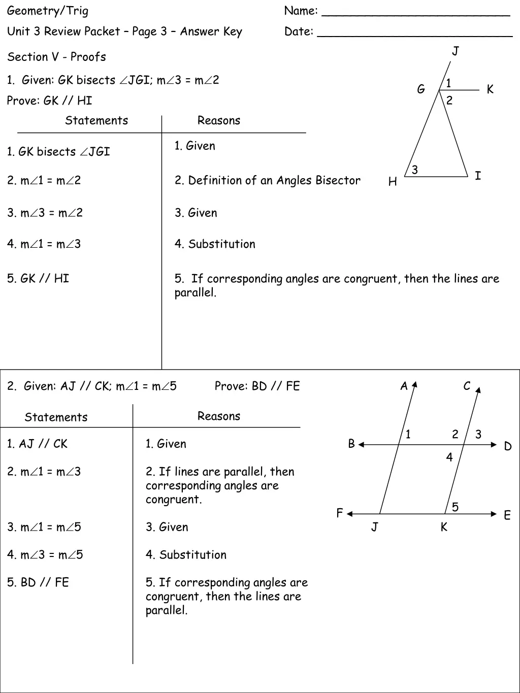 geometry trig unit 3 review packet page 3 answer