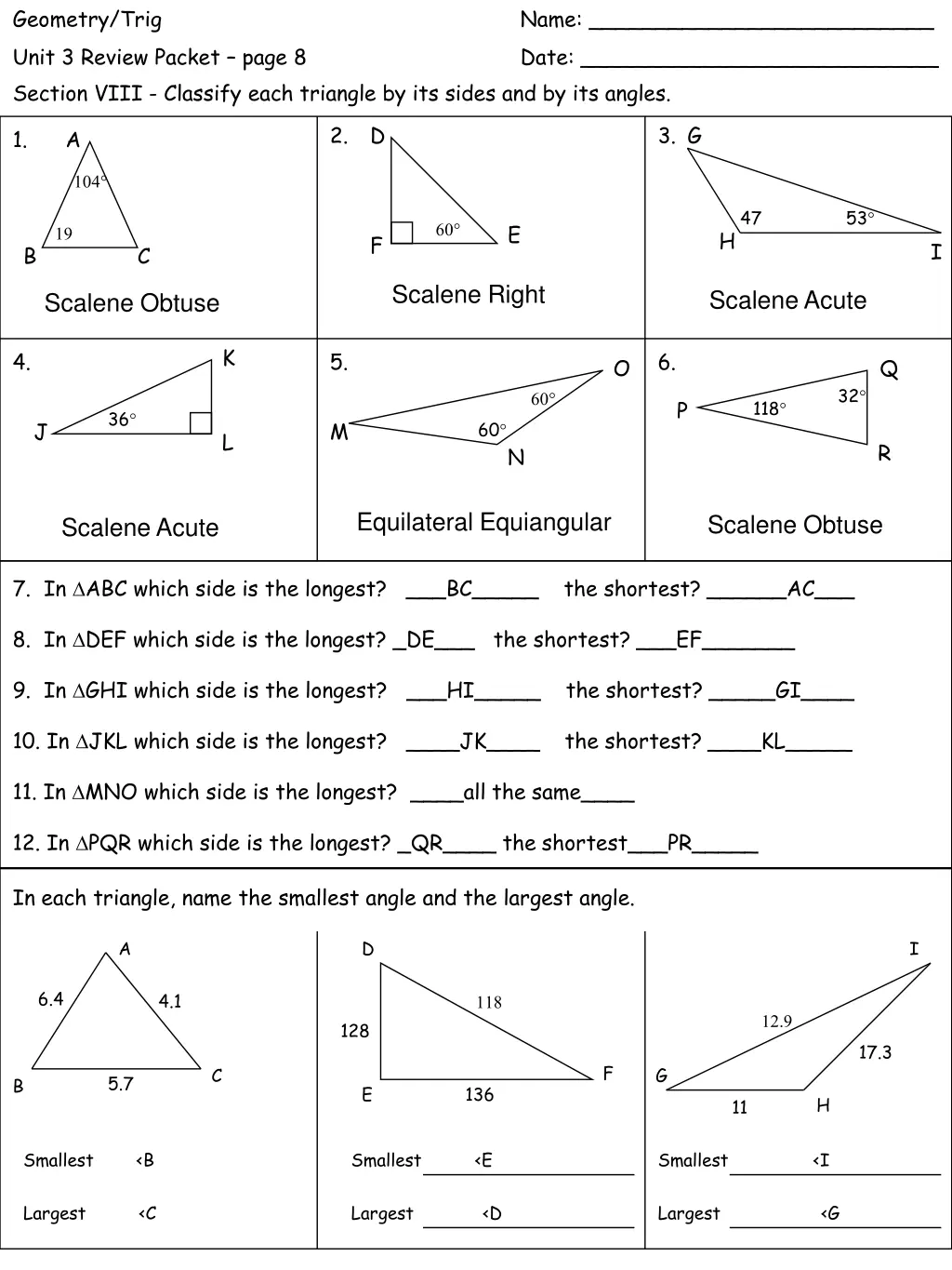geometry trig unit 3 review packet page 8
