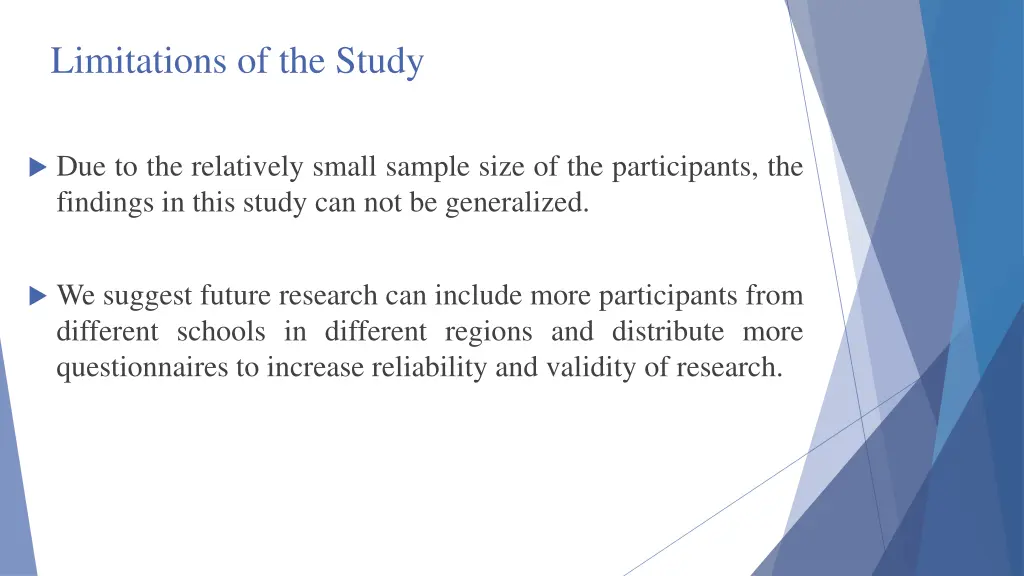 limitations of the study
