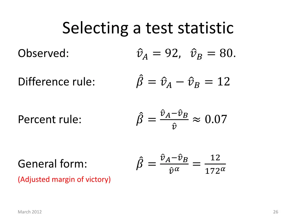 selecting a test statistic