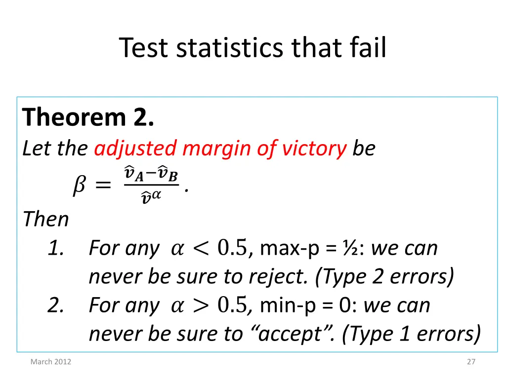 test statistics that fail