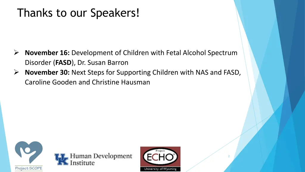 thanks to our speakers