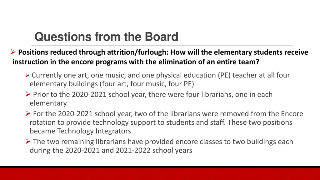 questions from the board positions reduced 1
