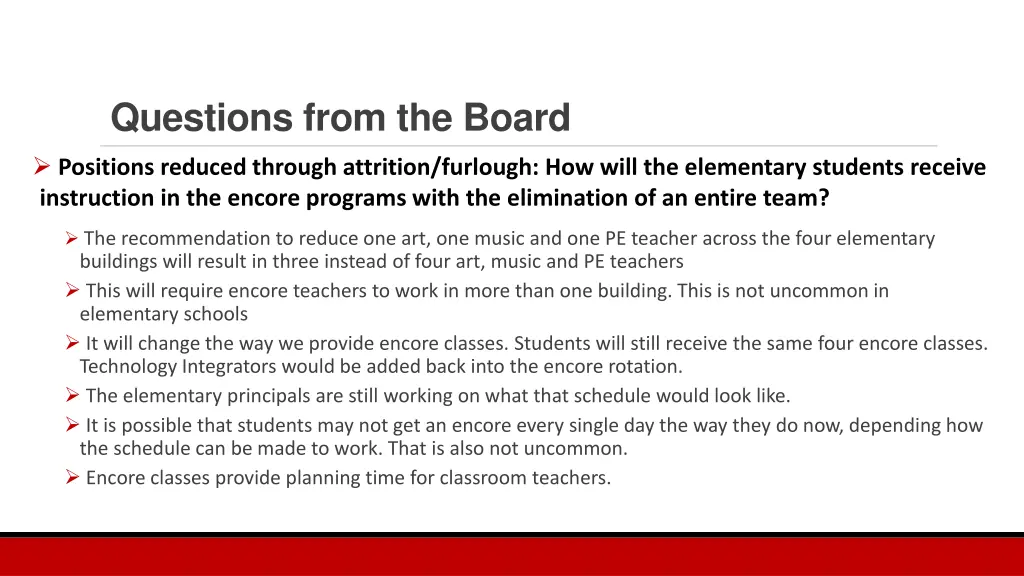 questions from the board positions reduced 2