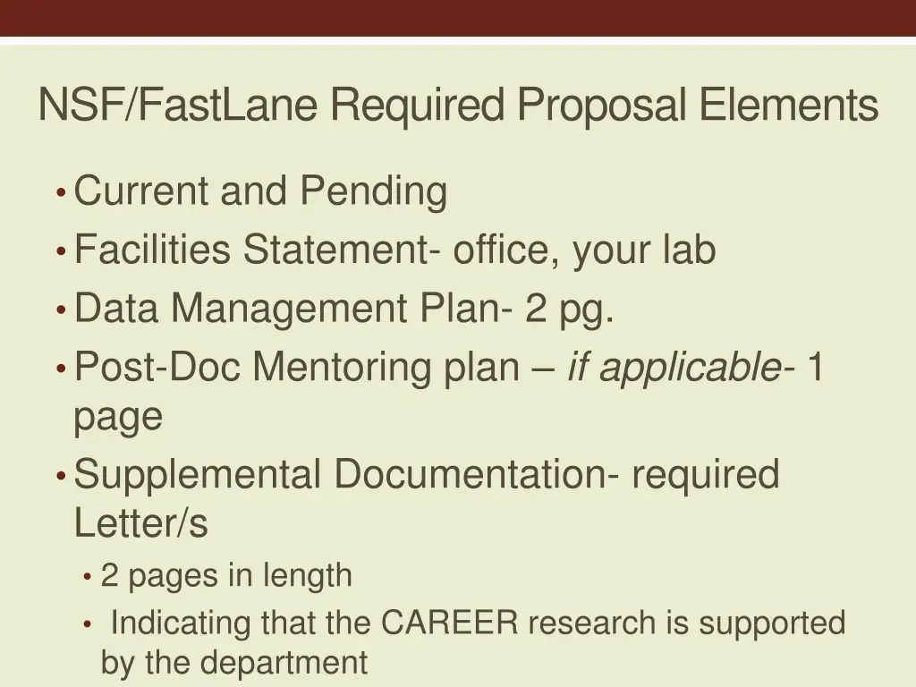 nsf fastlane required proposal elements 1