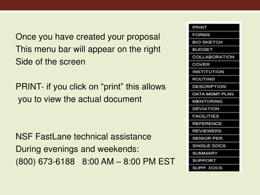once you have created your proposal this menu