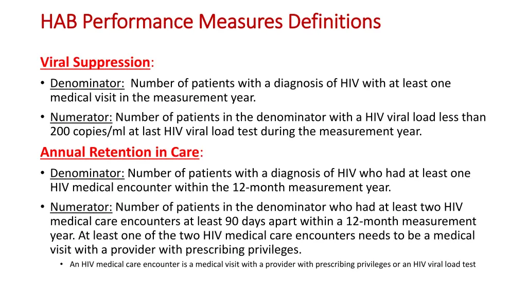 hab performance measures hab performance measures