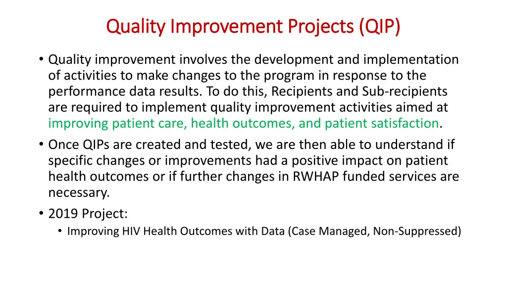 quality improvement projects qip quality