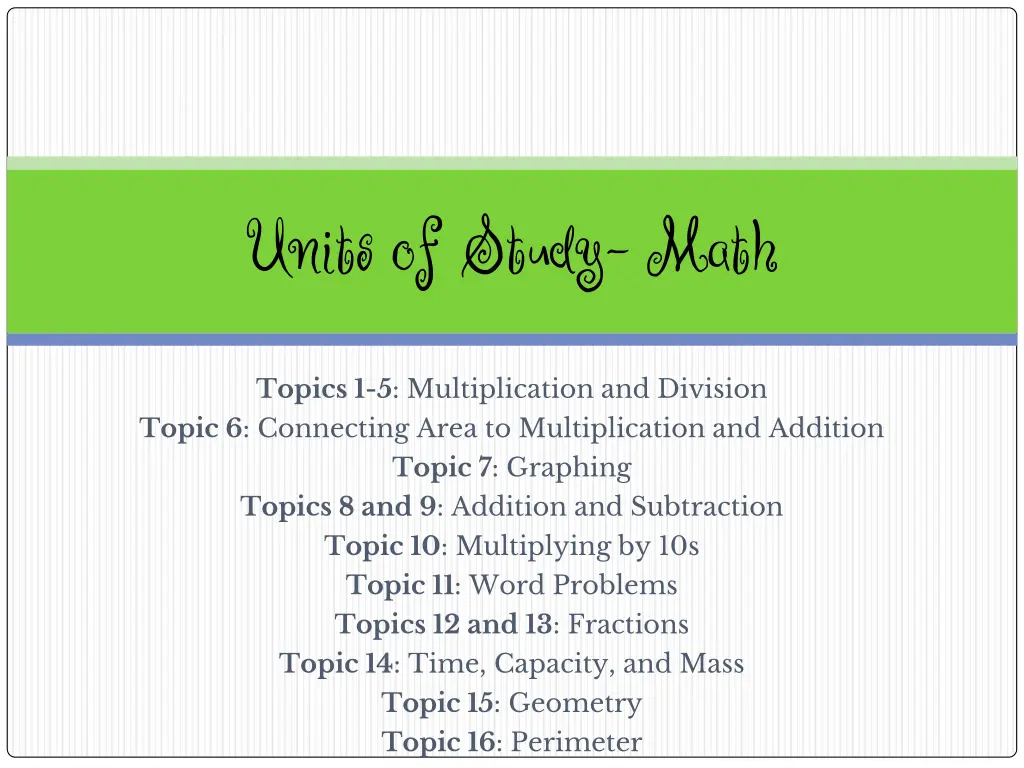 units of study math