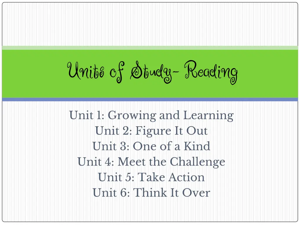 units of study reading