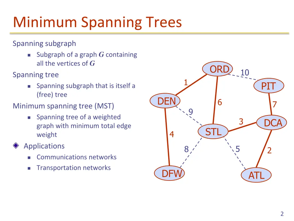 minimum spanning trees 1