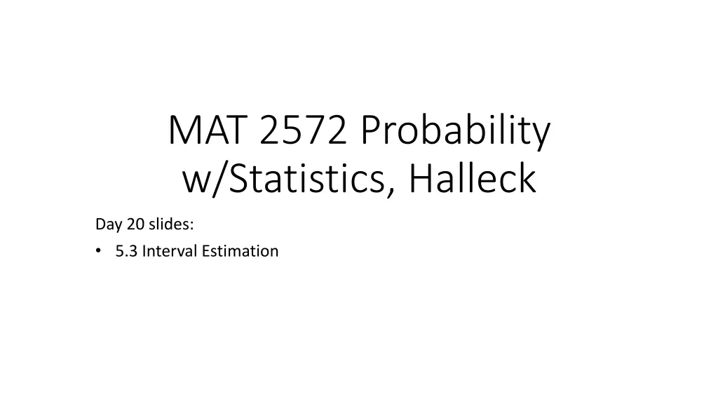 mat 2572 probability w statistics halleck