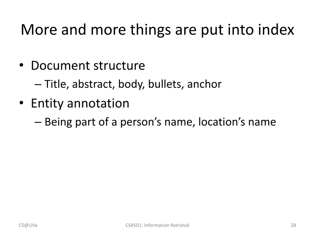 more and more things are put into index