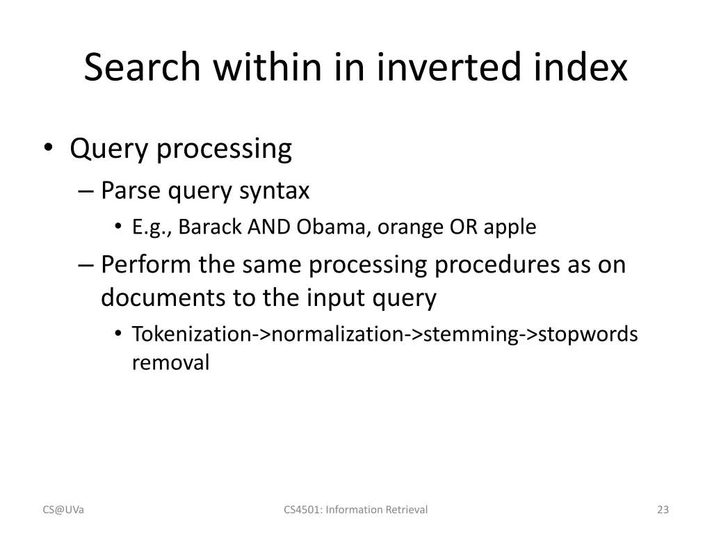search within in inverted index