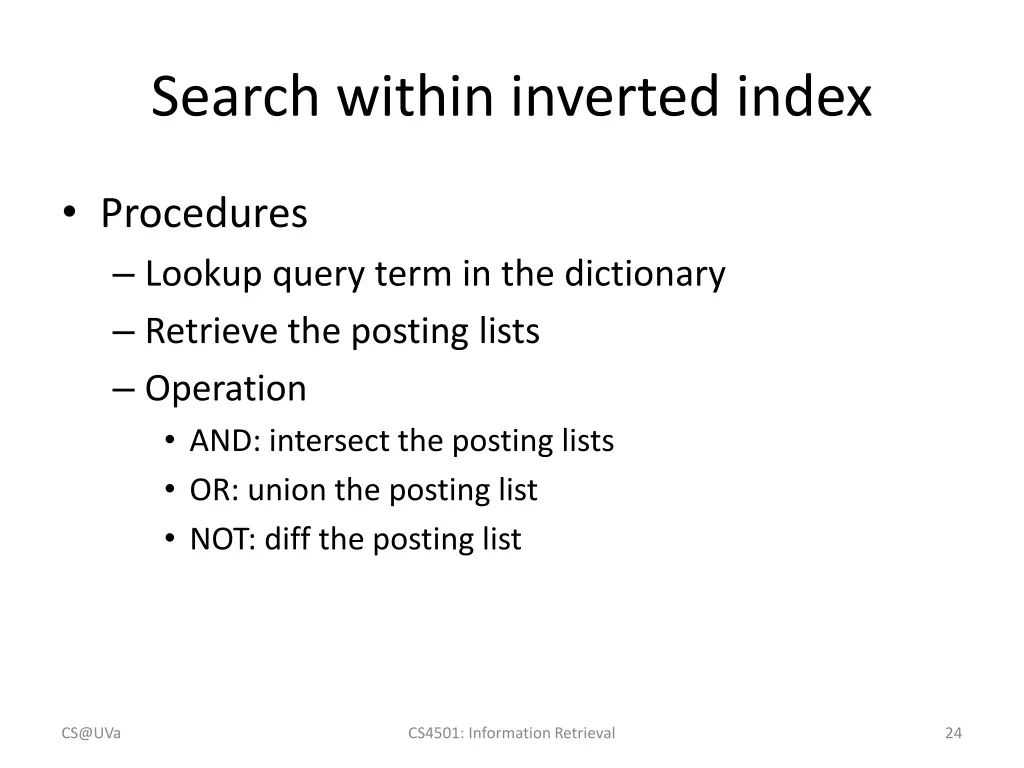 search within inverted index