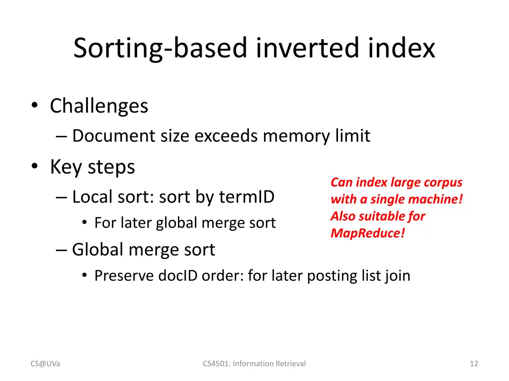 sorting based inverted index