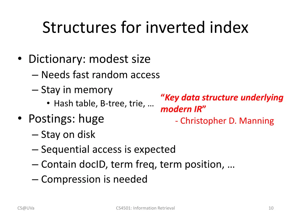 structures for inverted index