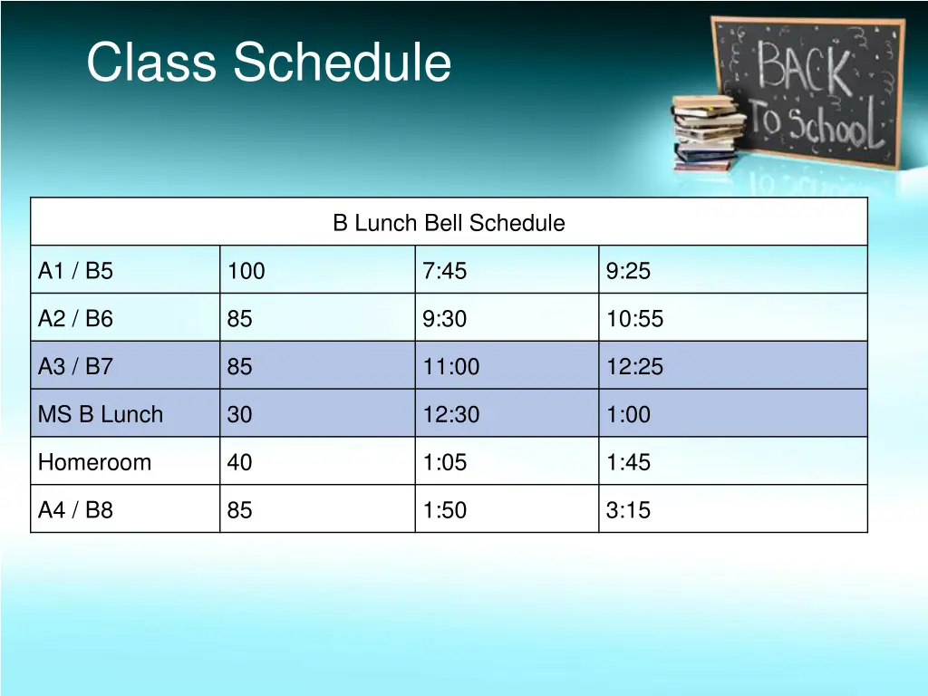 class schedule 1