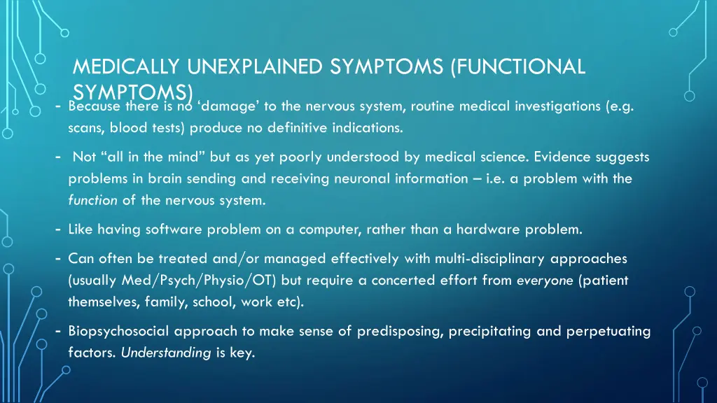medically unexplained symptoms functional
