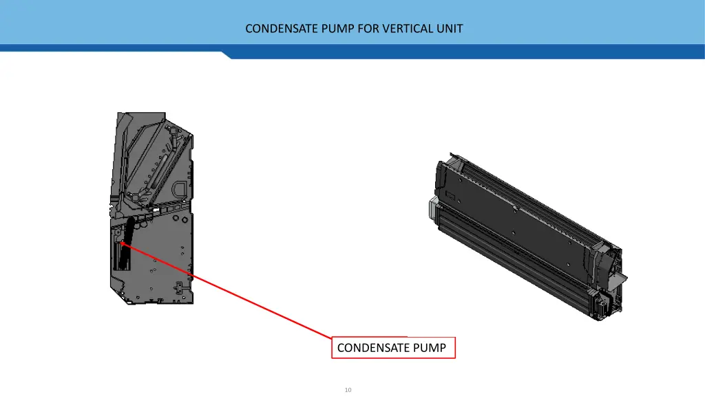 condensate pump for vertical unit