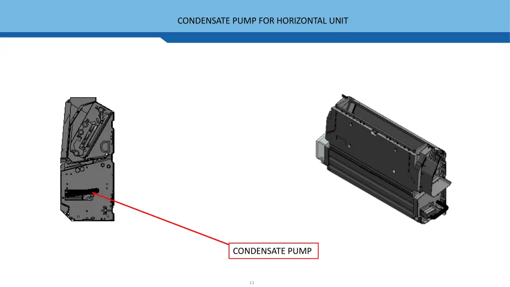 condensate pump for horizontal unit