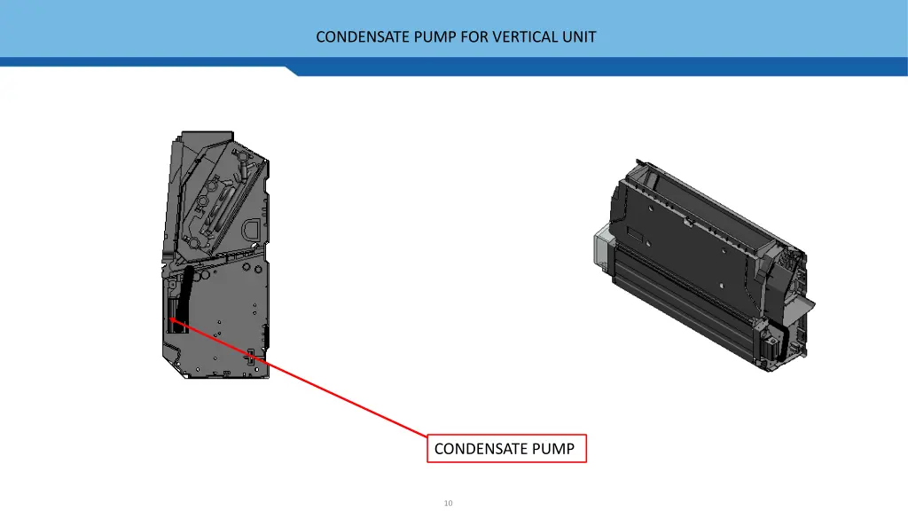condensate pump for vertical unit