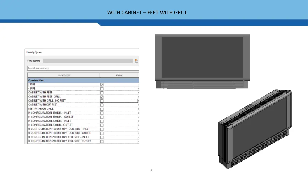 with cabinet feet with grill