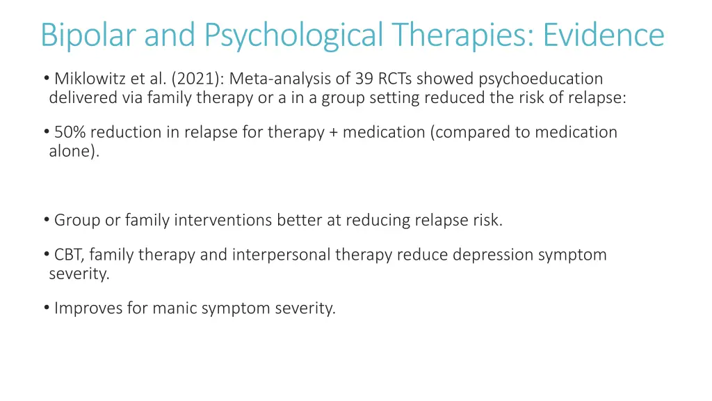 bipolar and psychological therapies evidence