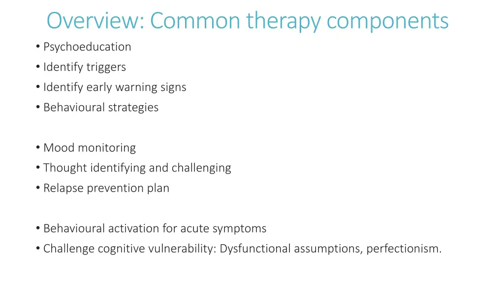 overview common therapy components