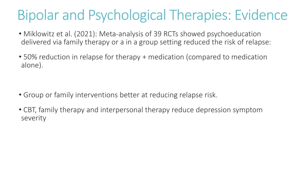 bipolar and psychological therapies evidence