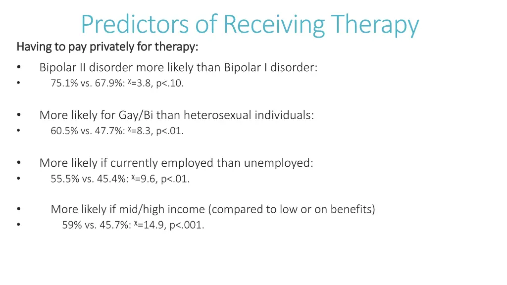 predictors of receiving therapy having