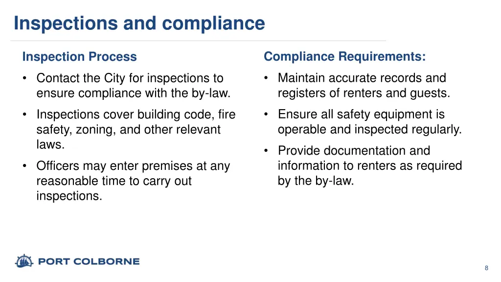 inspections and compliance