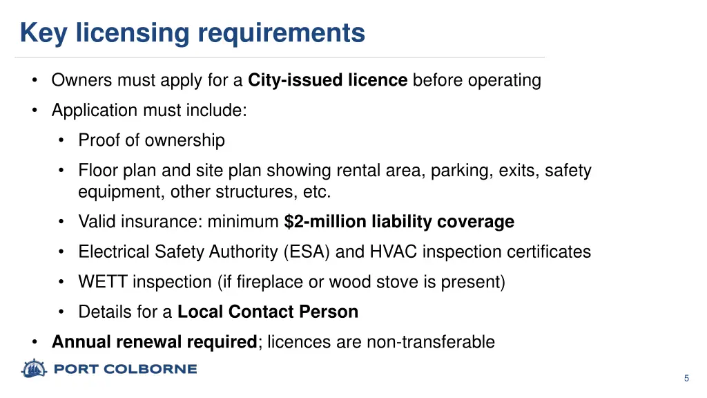 key licensing requirements