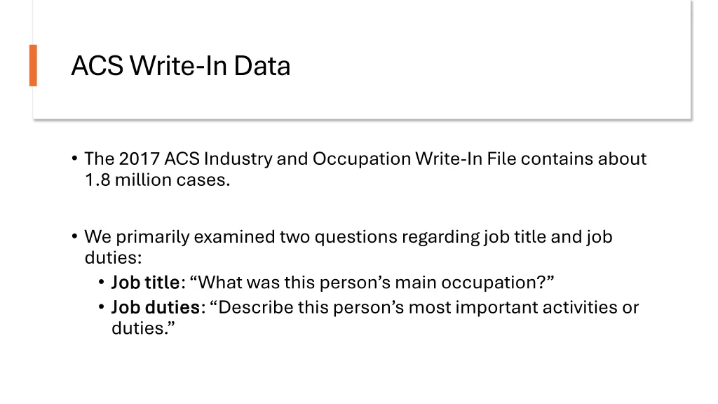 acs write in data 1