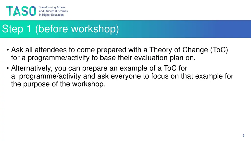 step 1 before workshop