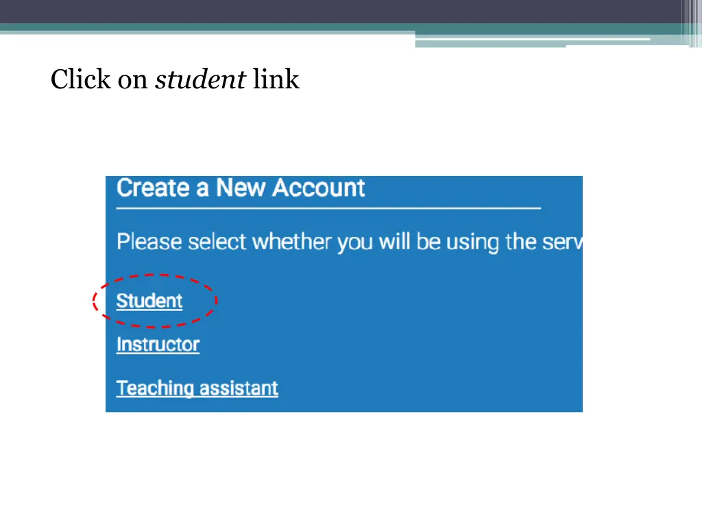 click on student link