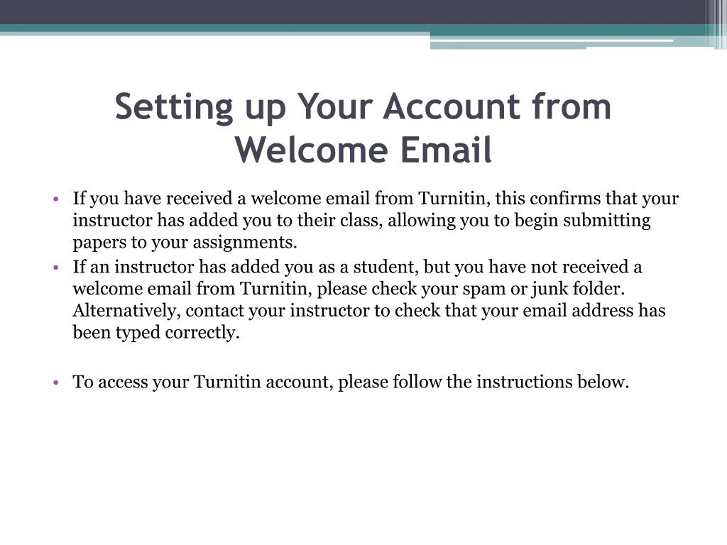 setting up your account from welcome email