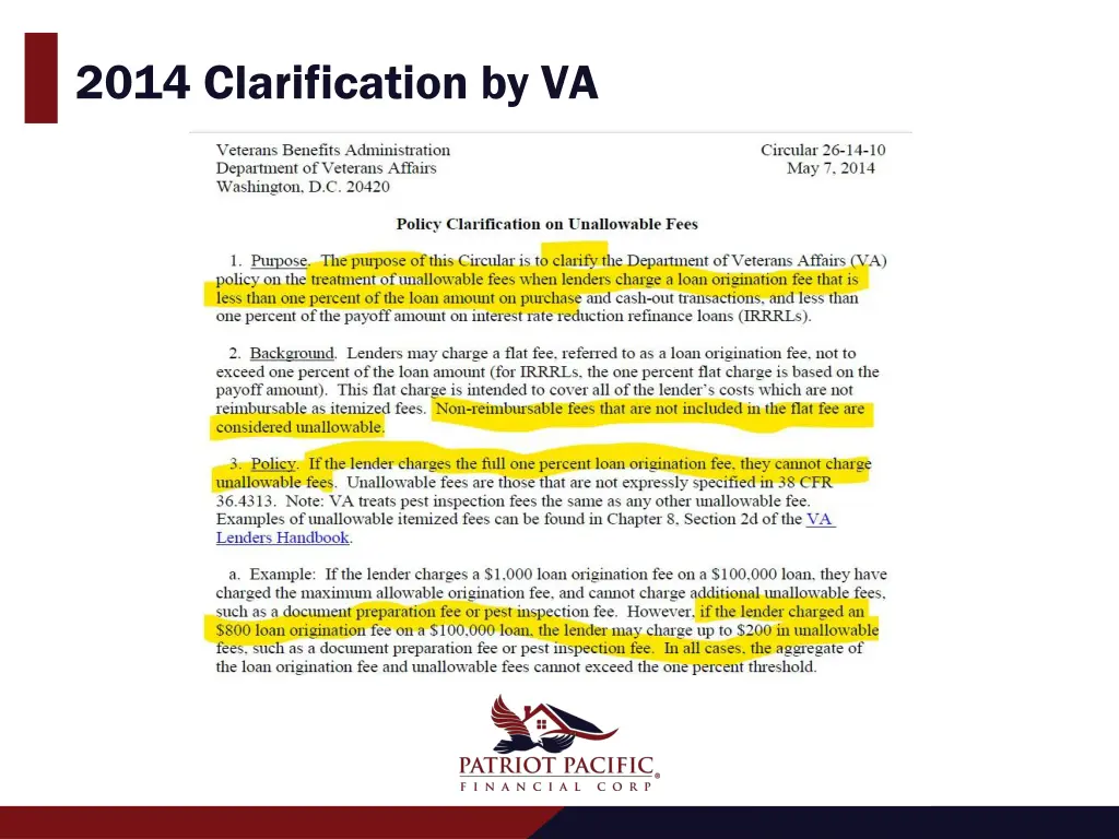 2014 clarification by va