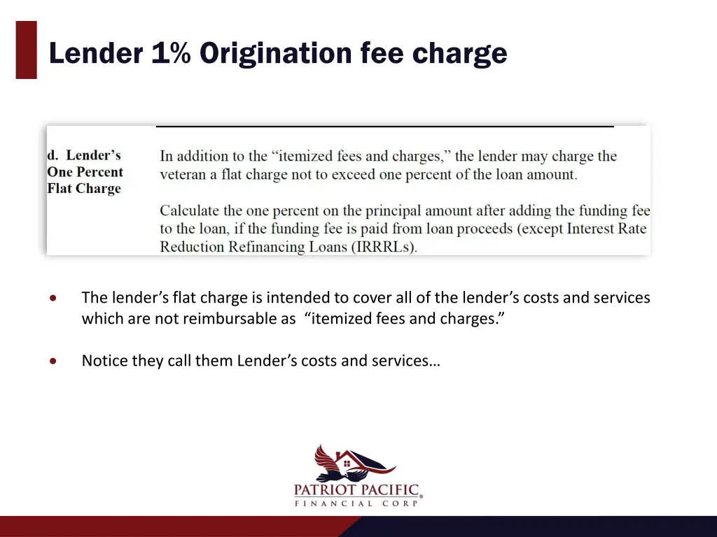 lender 1 origination fee charge