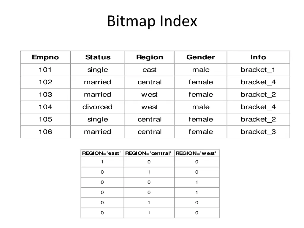 bitmap index