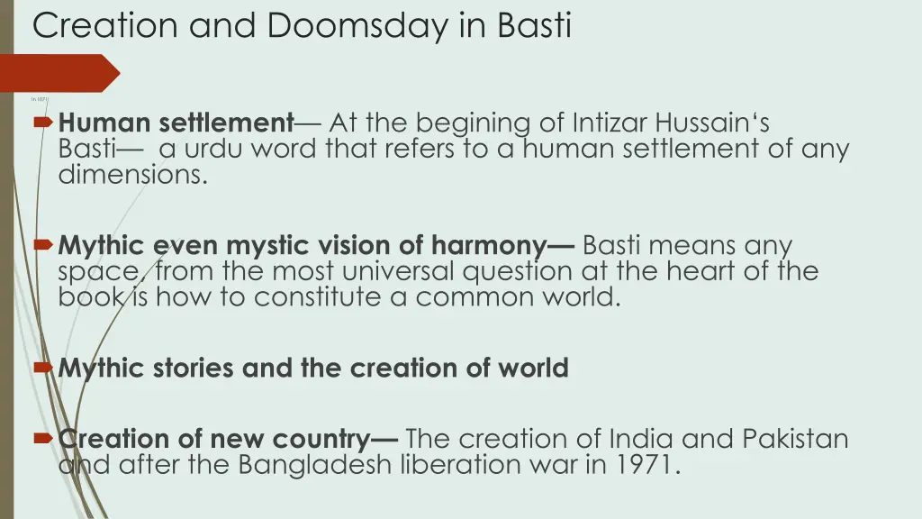 creation and doomsday in basti