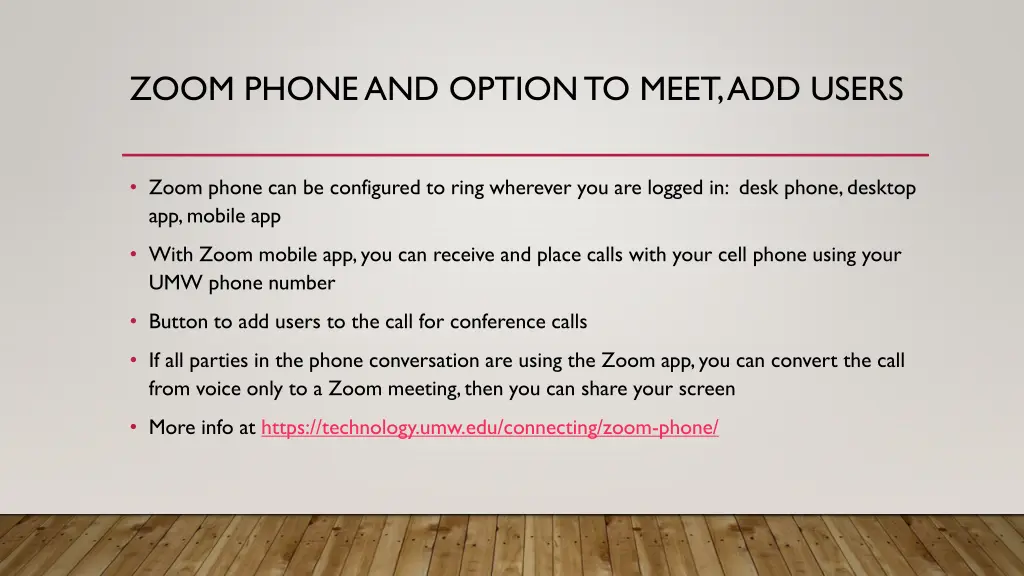 zoom phone and option to meet add users