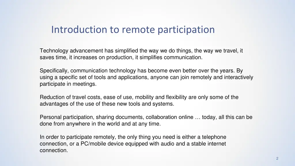 introduction to remote participation