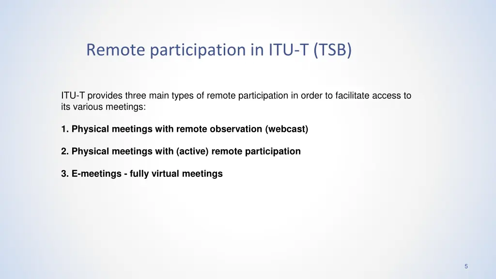 remote participation in itu t tsb