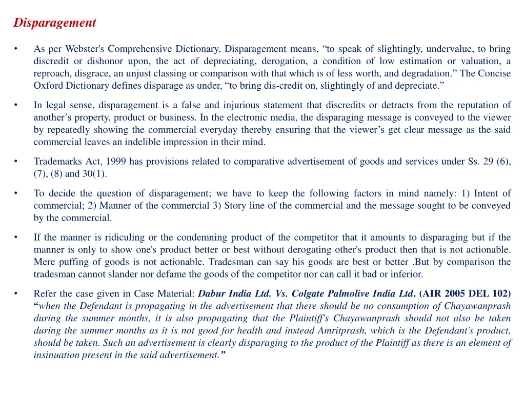 disparagement