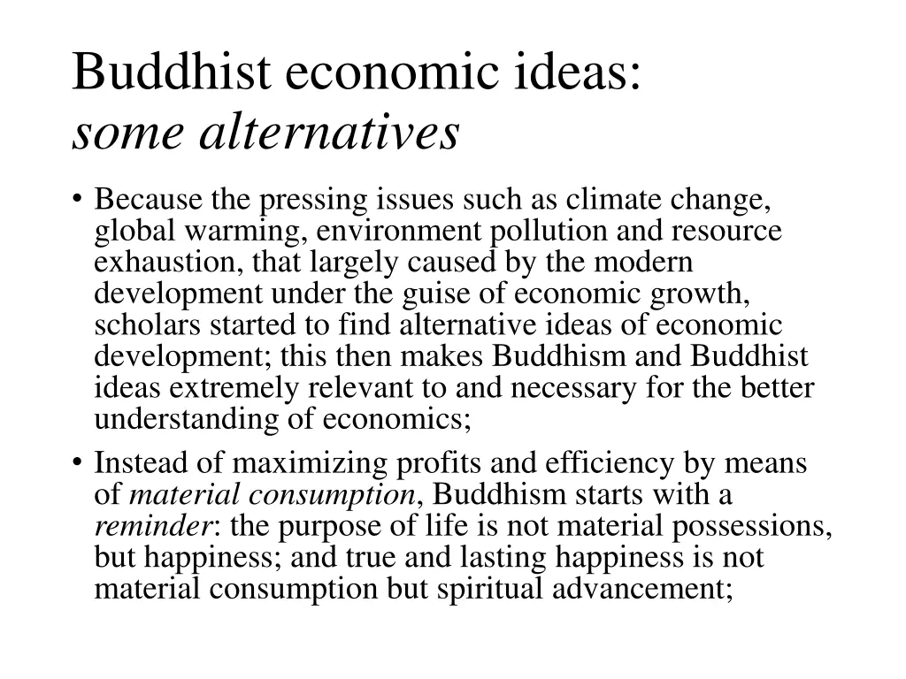 buddhist economic ideas some alternatives