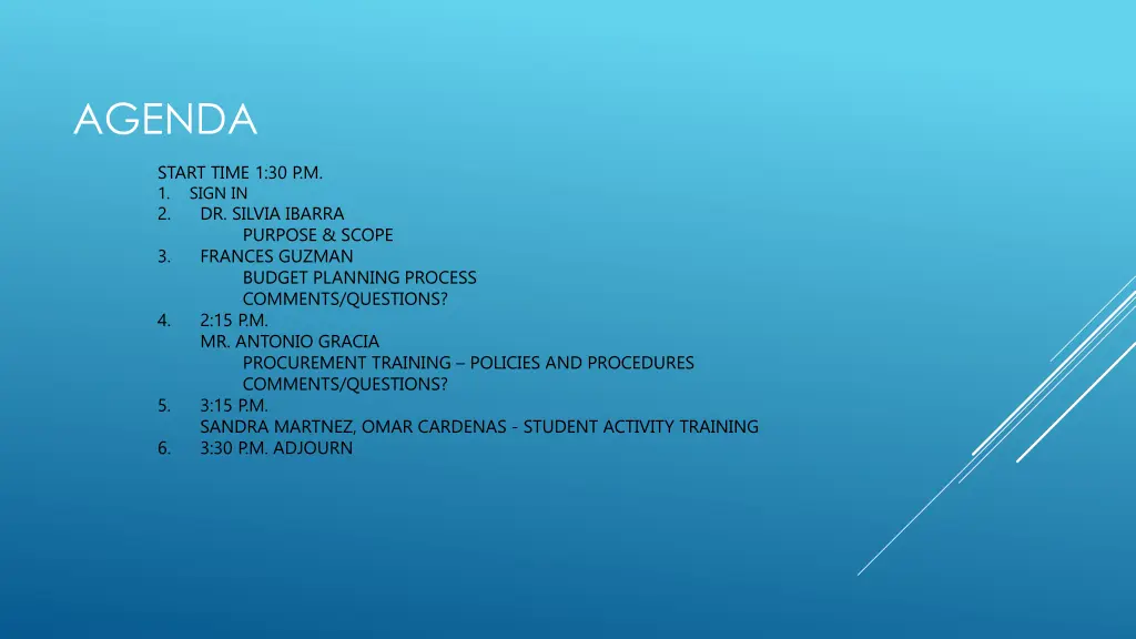agenda