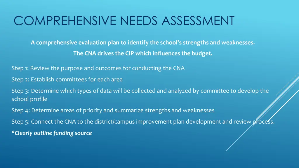 comprehensive needs assessment