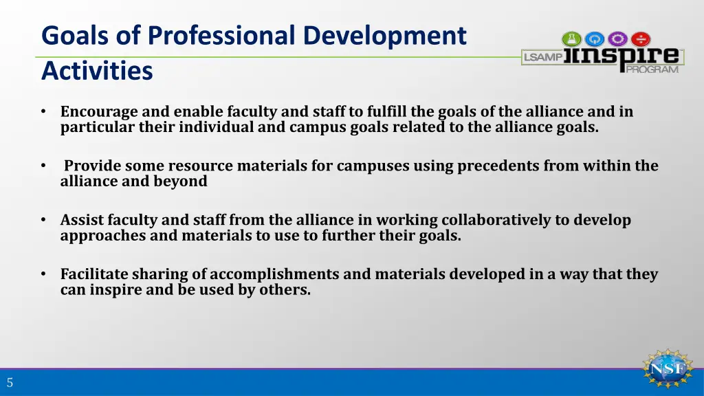 goals of professional development activities